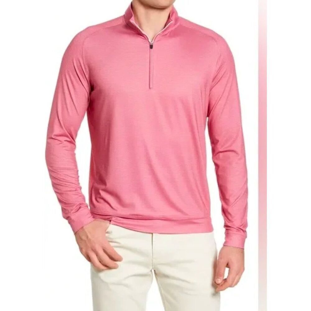 Nice Johnnie-O Sheldon Half zip performance pullover strawberry pink‎ striped by - Picture 2 of 11